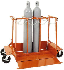 Made in USA - 1,500 Lb Capacity 42" OAH Cylinder Truck - Push Handle, Steel - USA Tool & Supply