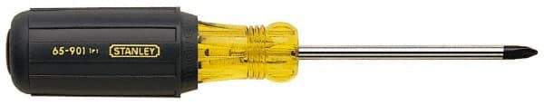 Stanley - #2, 8-1/2" OAL, Standard Phillips Screwdriver - 4" Blade Length, Round Shank, Acetate with Rubber Grip Handle - USA Tool & Supply