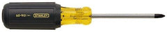 Stanley - #2, 8-1/2" OAL, Standard Phillips Screwdriver - 4" Blade Length, Round Shank, Acetate with Rubber Grip Handle - USA Tool & Supply