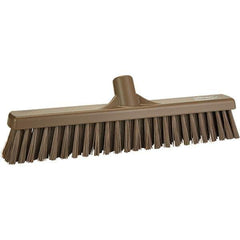 Vikan - 16" Fine Particle Polyester Push Broom - 2" Bristle Length, Plastic Block, European Threaded Handle Connection, Handle Sold Separately - USA Tool & Supply