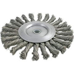 Brush Research Mfg. - 8" OD, 3/4" Arbor Hole, Knotted Carbon Wheel Brush - 9/16" Face Width, 1-11/16" Trim Length, 6,000 RPM - USA Tool & Supply