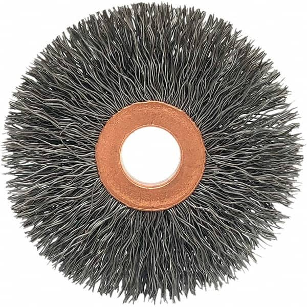 Brush Research Mfg. - 2-1/2" OD, 1/2" Arbor Hole, Crimped Stainless Steel Wheel Brush - USA Tool & Supply