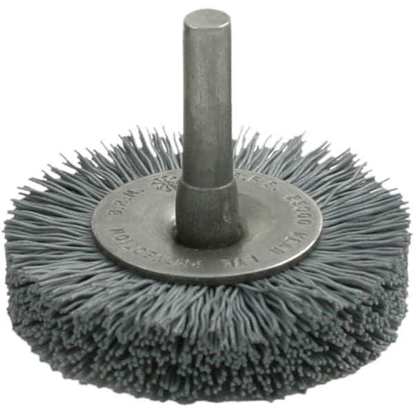 Brush Research Mfg. - 1-3/4" OD, Crimped Abrasive Nylon Wheel Brush - 1/2" Face Width, 3/8" Trim Length, 25,000 RPM - USA Tool & Supply