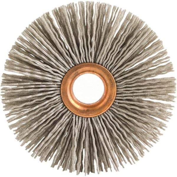 Brush Research Mfg. - 3" OD, 5/8" Arbor Hole, Crimped Abrasive Nylon Wheel Brush - 1/2" Face Width, 1" Trim Length, 20,000 RPM - USA Tool & Supply