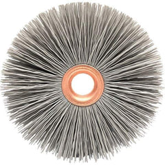 Brush Research Mfg. - 3-1/2" OD, 1/2" Arbor Hole, Crimped Abrasive Nylon Wheel Brush - 3/4" Face Width, 3/16" Trim Length, 20,000 RPM - USA Tool & Supply