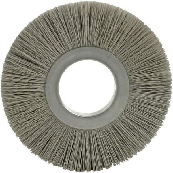 Brush Research Mfg. - 8" OD, 3-1/4" Arbor Hole, Crimped Abrasive Nylon Wheel Brush - 17/32" Face Width, 1-7/8" Trim Length, 5,000 RPM - USA Tool & Supply