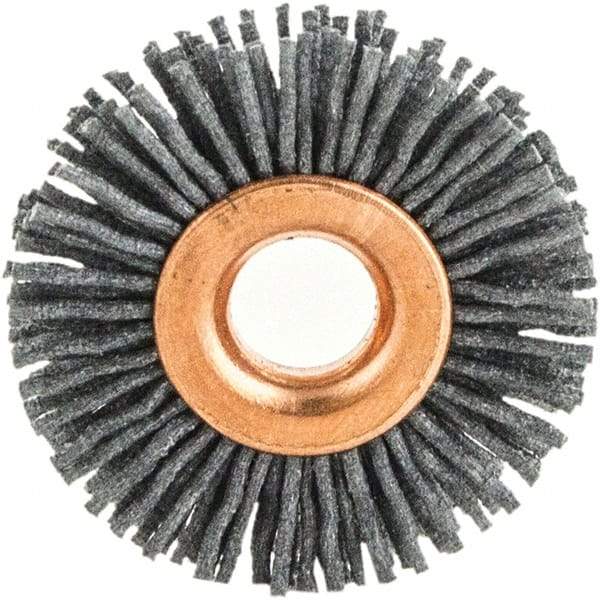 Brush Research Mfg. - 2" OD, 1/2" Arbor Hole, Crimped Abrasive Nylon Wheel Brush - 1/2" Face Width, 1/2" Trim Length, 20,000 RPM - USA Tool & Supply