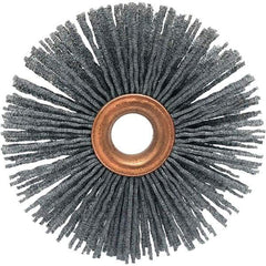 Brush Research Mfg. - 1-1/4" OD, 3/8" Arbor Hole, Crimped Abrasive Nylon Wheel Brush - 5/16" Face Width, 1/4" Trim Length, 20,000 RPM - USA Tool & Supply