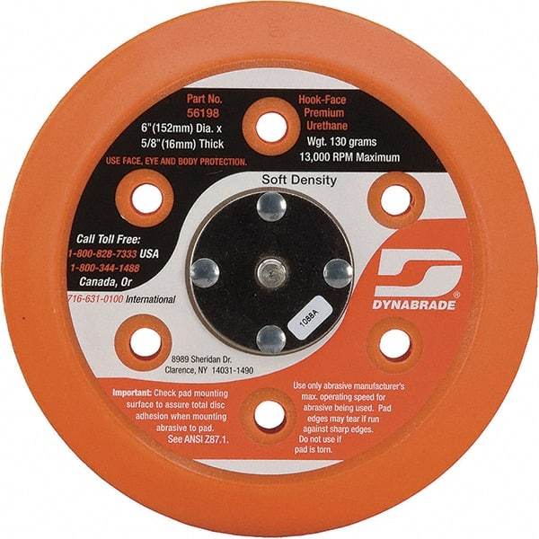 Dynabrade - 6" Diam Disc Backing Vacuum Replacement Pad - Soft Density, 13,000 RPM - USA Tool & Supply