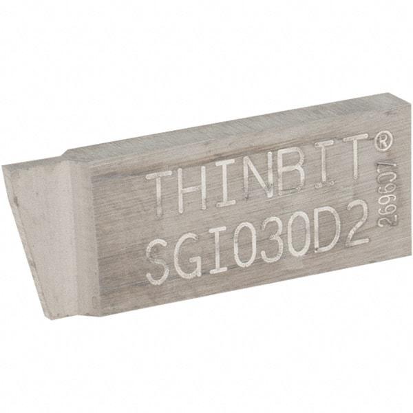 Thin Bit - 030SGI Grade Dura-Max 2000, 0.03" Cutting Width Carbide Grooving Insert - 0.09" Max Depth of Cut, Neutral, Uncoated - USA Tool & Supply