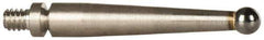 Mitutoyo - 2mm Ball Diam, Carbide, Ball Test Indicator Contact Point - 0.74" Contact Point Length, Use with Mitutoyo 513 Series Dial Test Indicators - USA Tool & Supply
