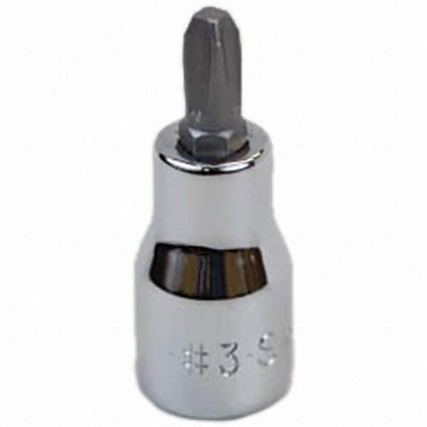 SK - Screwdriver & Drag Link Sockets - 3/8"DR #3 CHRM PHILLIPS SCRDRVR SCKT BIT - USA Tool & Supply