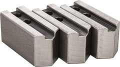 H & R Manufacturing - 1.5mm x 60° Serrated Attachment, Square Soft Lathe Chuck Jaw - 3 Jaws, Steel, 0.787" Btw Mount Hole Ctrs, 3-1/8" Long x 1-1/4" Wide x 1-1/2" High, 0.472" Groove, 10mm Fastener - USA Tool & Supply