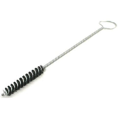 Brush Research Mfg. - 1" Diam Helical Nylon Tube Brush - Single Spiral, 0.017" Filament Diam, 3" Brush Length, 12" OAL, 0.22" Diam Galvanized Steel Shank - USA Tool & Supply