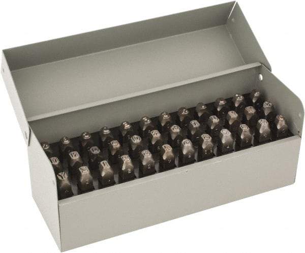 C.H. Hanson - 36 Piece, 3/16" Character Steel Stamp Set - Letters & Figures, Low Stress Round Face Full - USA Tool & Supply