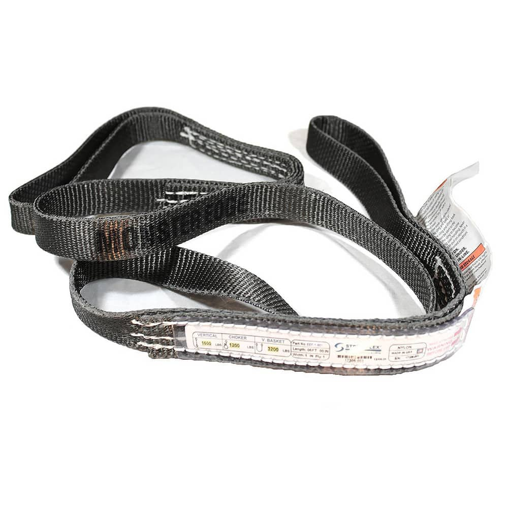 Slings & Tiedowns (Load-Rated); Sling Type: Eye & Eye; Length (Feet): 3; Vertical Capacity (Lb.): 1600; Choker Capacity (Lb.): 1200; Width (Inch): 1; Basket Capacity (Lb.): 3200; Eye Type: Twisted Eye; Sling Material: Nylon; Sling Width: 1 in; Eye Length: