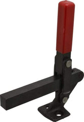 De-Sta-Co - 1,000 Lb Holding Capacity, Vertical Handle, Manual Hold Down Toggle Clamp - 177° Handle Movement, 180° Bar Opening, Solid Bar, Flanged Base, Electro-Plated Zinc, Carbon Steel - USA Tool & Supply