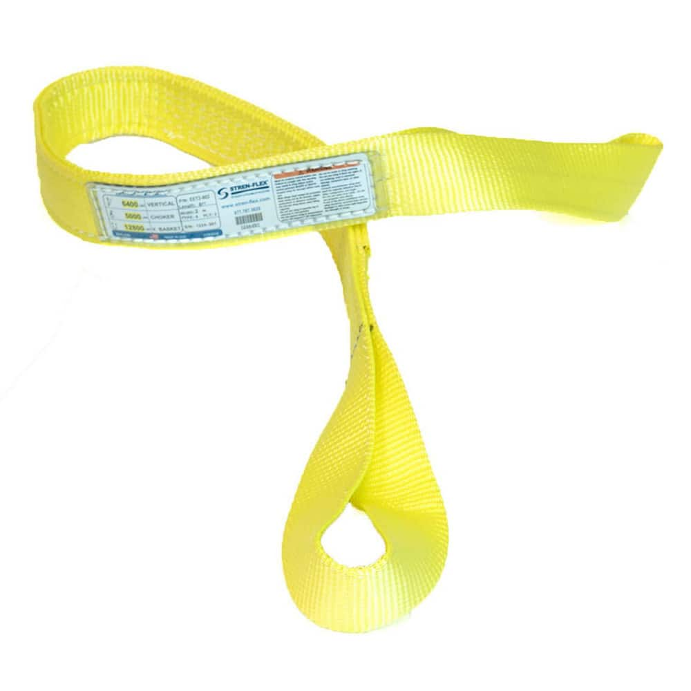 Slings & Tiedowns (Load-Rated); Sling Type: Eye & Eye; Length (Feet): 20; Vertical Capacity (Lb.): 6400; Choker Capacity (Lb.): 5000; Width (Inch): 2; Basket Capacity (Lb.): 12800; Eye Type: Twisted Eye; Sling Material: Nylon; Sling Width: 2 in; Eye Lengt