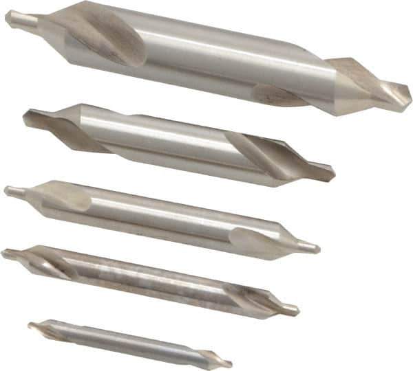 Keo - 5 Piece, #1 to 5, Plain Edge, High Speed Steel Combo Drill & Countersink Set - 60° Incl Angle - USA Tool & Supply