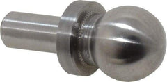 Jergens - 1/2" Ball Diam, 1/4" Shank Diam, Steel Inspection Tooling Ball - Slip-Fit Shank, 15/16" Ball Center to Shank Bottom, 0.4" Ball Center to Shoulder Bottom, with Shoulder - USA Tool & Supply