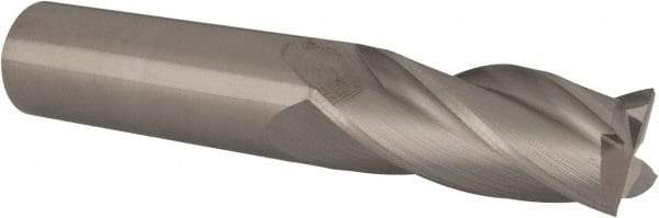 Made in USA - 5/8", 1-1/2" LOC, 5/8" Shank Diam, 3-1/2" OAL, 4 Flute, Solid Carbide Square End Mill - Single End, Uncoated, Spiral Flute, 30° Helix, Centercutting, Right Hand Cut, Right Hand Flute - USA Tool & Supply