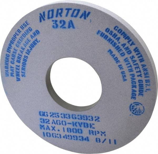 Norton - 14" Diam x 5" Hole x 1" Thick, K Hardness, 60 Grit Surface Grinding Wheel - Aluminum Oxide, Type 1, Medium Grade, 1,800 Max RPM, Vitrified Bond, No Recess - USA Tool & Supply