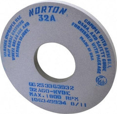 Norton - 14" Diam x 5" Hole x 1" Thick, K Hardness, 60 Grit Surface Grinding Wheel - Aluminum Oxide, Type 1, Medium Grade, 1,800 Max RPM, Vitrified Bond, No Recess - USA Tool & Supply