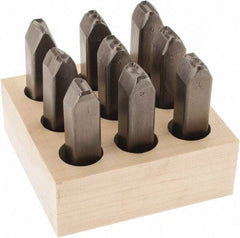 C.H. Hanson - 9 Piece, 5/8" Character Steel Stamp Set - Figures, Heavy Duty - USA Tool & Supply