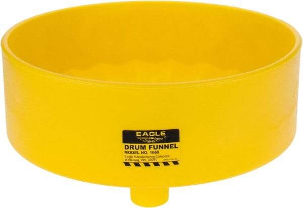 Eagle - 7" High x 18" Diam, Polyethylene, Drum Funnel - 30 to 55 Gal Drum/Pail Capacity - USA Tool & Supply