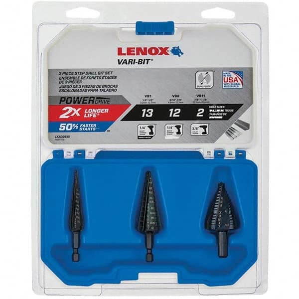 Lenox - Step Drill Bits Minimum Hole Diameter (Inch): 1/8 Maximum Hole Diameter (Inch): 1-1/8 - USA Tool & Supply
