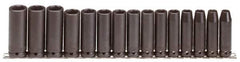 Proto - 15 Piece 1/2" Drive Deep Impact Socket Set - 6 Points, 10 to 24mm, Metric Measurement Standard - USA Tool & Supply