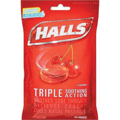 HALLS - Cherry Flavor Cough Drop Lozenges - Sore Throat Relief - USA Tool & Supply