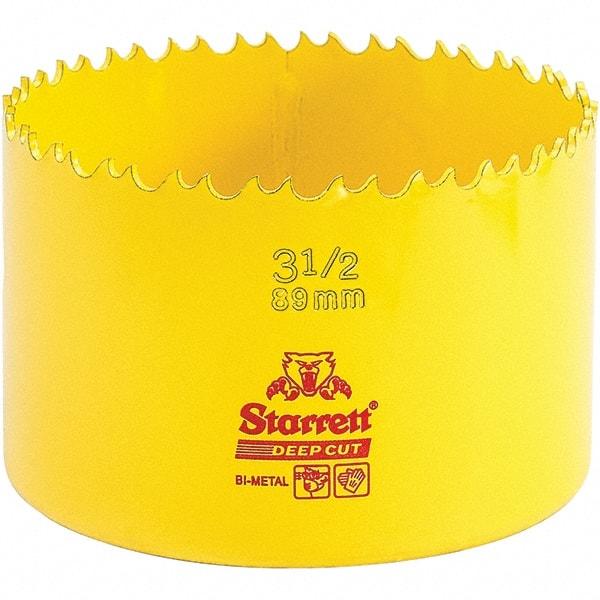 Starrett - 3-1/2" Diam, 2" Cutting Depth, Hole Saw - High Speed Steel Saw, Toothed Edge - USA Tool & Supply