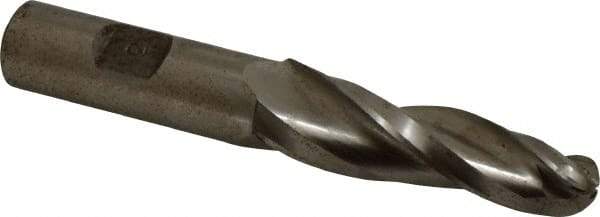 Made in USA - 3° Taper Angle per Side, 1/2" Small End Diam, 2-1/4" LOC, High Speed Steel 3 Flute Tapered Ball End Mill - 4-1/4" OAL, 5/8" Shank Diam - USA Tool & Supply