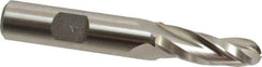 Made in USA - 2° Taper Angle per Side, 3/8" Small End Diam, 1-1/4" LOC, High Speed Steel 3 Flute Tapered Ball End Mill - 3-1/8" OAL, 1/2" Shank Diam - USA Tool & Supply