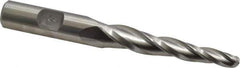 Made in USA - 3° Taper Angle per Side, 1/4" Small End Diam, 2-1/4" LOC, High Speed Steel 3 Flute Tapered Ball End Mill - 4-1/4" OAL, 1/2" Shank Diam - USA Tool & Supply
