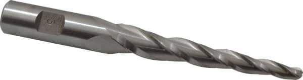 Made in USA - 3° Taper Angle per Side, 1/4" Small End Diam, 3-1/4" LOC, High Speed Steel 3 Flute Tapered Ball End Mill - 5-1/2" OAL, 5/8" Shank Diam - USA Tool & Supply
