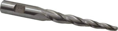 Made in USA - 3° Taper Angle per Side, 1/4" Small End Diam, 3-1/4" LOC, High Speed Steel 3 Flute Tapered Ball End Mill - 5-1/2" OAL, 5/8" Shank Diam - USA Tool & Supply