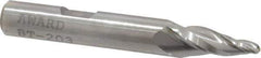 Made in USA - 10° Taper Angle per Side, 1/8" Small End Diam, 3/4" LOC, High Speed Steel 3 Flute Tapered Ball End Mill - 2-1/2" OAL, 3/8" Shank Diam - USA Tool & Supply