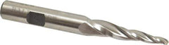 Made in USA - 5° Taper Angle per Side, 1/8" Small End Diam, 1-1/2" LOC, High Speed Steel 3 Flute Tapered Ball End Mill - 3-1/4" OAL, 3/8" Shank Diam - USA Tool & Supply