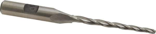 Made in USA - 1° Taper Angle per Side, 1/8" Small End Diam, 2" LOC, High Speed Steel 3 Flute Tapered Ball End Mill - 3-7/8" OAL, 3/8" Shank Diam - USA Tool & Supply