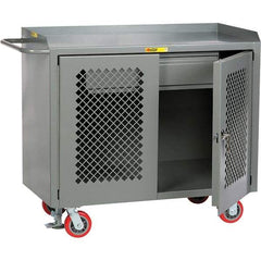 Little Giant - 3,600 Lb Capacity, 2 Shelf, 1 Drawer, 2 Door Mobile Cabinet Bench - 41" Wide x 24" Deep x 43" High, Steel, Gray - USA Tool & Supply