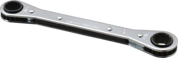 Proto - 1/2" x 9/16" 12 Point Ratcheting Box Wrench - Double End, 1-5/8" Head Diam x 1/2" Head Thickness, 6-3/4" OAL, Steel, Chrome Finish - USA Tool & Supply