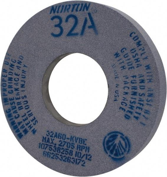 Norton - 12" Diam x 5" Hole x 1-1/2" Thick, K Hardness, 60 Grit Surface Grinding Wheel - Aluminum Oxide, Type 5, Medium Grade, 2,705 Max RPM, Vitrified Bond, One-Side Recess - USA Tool & Supply