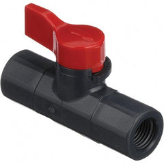 Asahi/America - 1/4" Pipe, Full Port, PVC Ball Valve - 1 Piece, FNPT x FNPT Ends, Tee Handle, 150 WOG - USA Tool & Supply