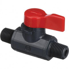 Asahi/America - 1/4" Pipe, Full Port, PVC Ball Valve - 1 Piece, MNPT x MNPT Ends, Tee Handle, 150 WOG - USA Tool & Supply