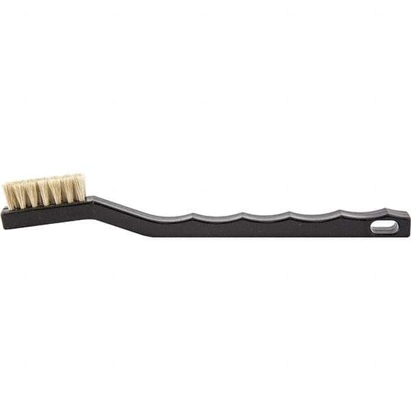Brush Research Mfg. - 2 Rows x 7 Columns Hair Scratch Brush - 1/2" Brush Length, 7-1/4" OAL, 1/2 Trim Length, Plastic Curved Back Handle - USA Tool & Supply