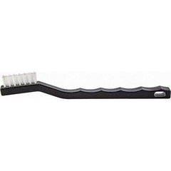 Brush Research Mfg. - 4 Rows x 7 Columns Nylon Scratch Brush - 1/2" Brush Length, 7-1/4" OAL, 1/2 Trim Length, Wood Curved Back Handle - USA Tool & Supply