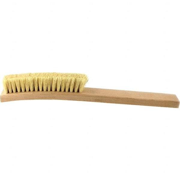 Brush Research Mfg. - 4 Rows x 18 Columns Tampico Scratch Brush - 5-3/4" Brush Length, 13-3/4" OAL, 1 Trim Length, Wood Curved Back Handle - USA Tool & Supply