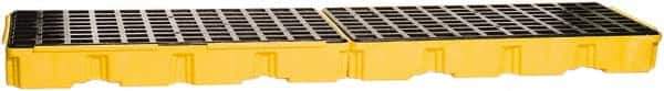 Eagle - 66 Gal Sump, 8,000 Lb Capacity, 4 Drum, Polyethylene Platform - 26-1/4" Long x 103-1/2" Wide x 6-3/4" High, Yellow, Low Profile, Vertical, Inline Drum Configuration - USA Tool & Supply